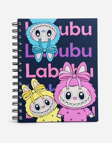 Image of LABUBU Black Cute Spiral Diary - A5 Notebook for Kids Girls | Aesthetic Journal Book with Ruled 200 Pages | 80 GSM | Small Notebook Diary for School | Journaling Diaries | Notes & Gift