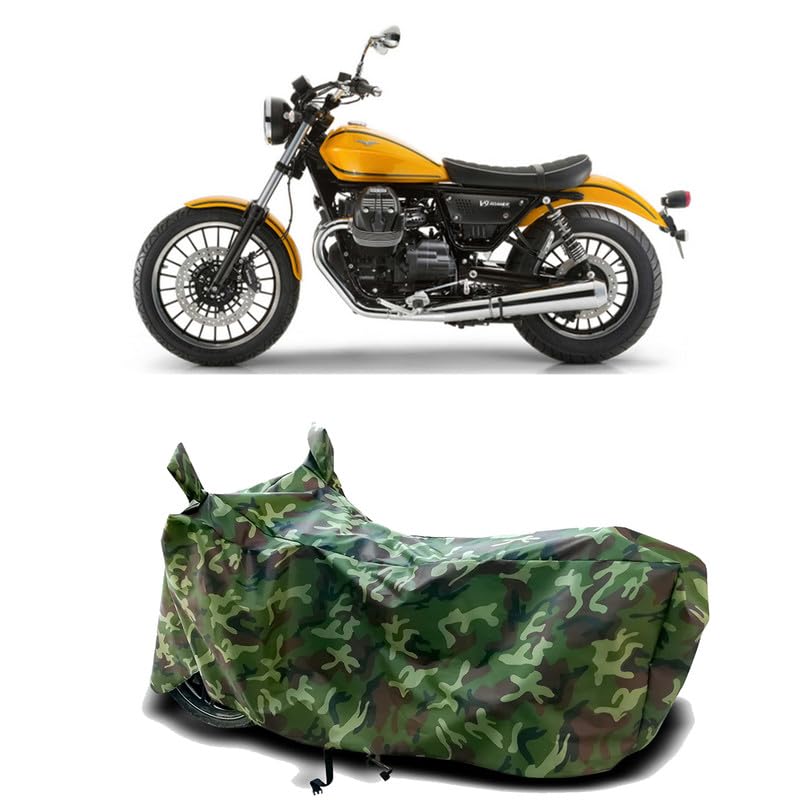 Image of DUFFEL-100% Heat Protection Two Wheeler Bike /Scooty Body Cover for Moto Guzzi V9 Roamer Water Resistance /UV-Rays /Birds Dropping /Scratchproof /Dust Proof /Waterproof[Green Jungle Print]