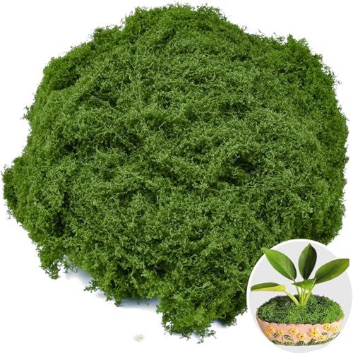Artificial Moss 100g Faux Green Grass for Crafts Fake Dark Green Moss for Potted Plants DIY Decorative Grass for Table Centerpieces Fairy Garden Wedding Party Decor Home and Patio