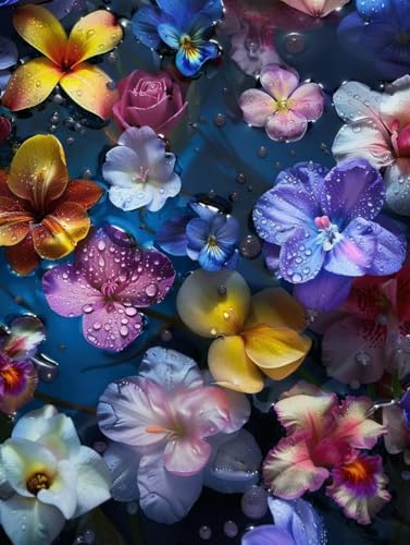 Diamond painting adulte fleurs 40x50 cm avec rivière pour décoration