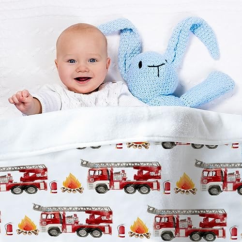 Image of Fire Truck Fireman Baby Blanket Gifts Super Soft Swaddle Newborn Cozy Baby Receiving Blanket Stroller Throw Blanket for Crib 40x30 in forBaby /Puppy