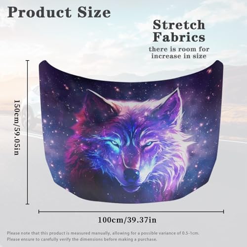 Image of Galaxy Wolf Print Hood Wraps for Cars Hood Wrap Protector Washable Car Hook Elastic Fabrics Can be Washed Hook Wraps