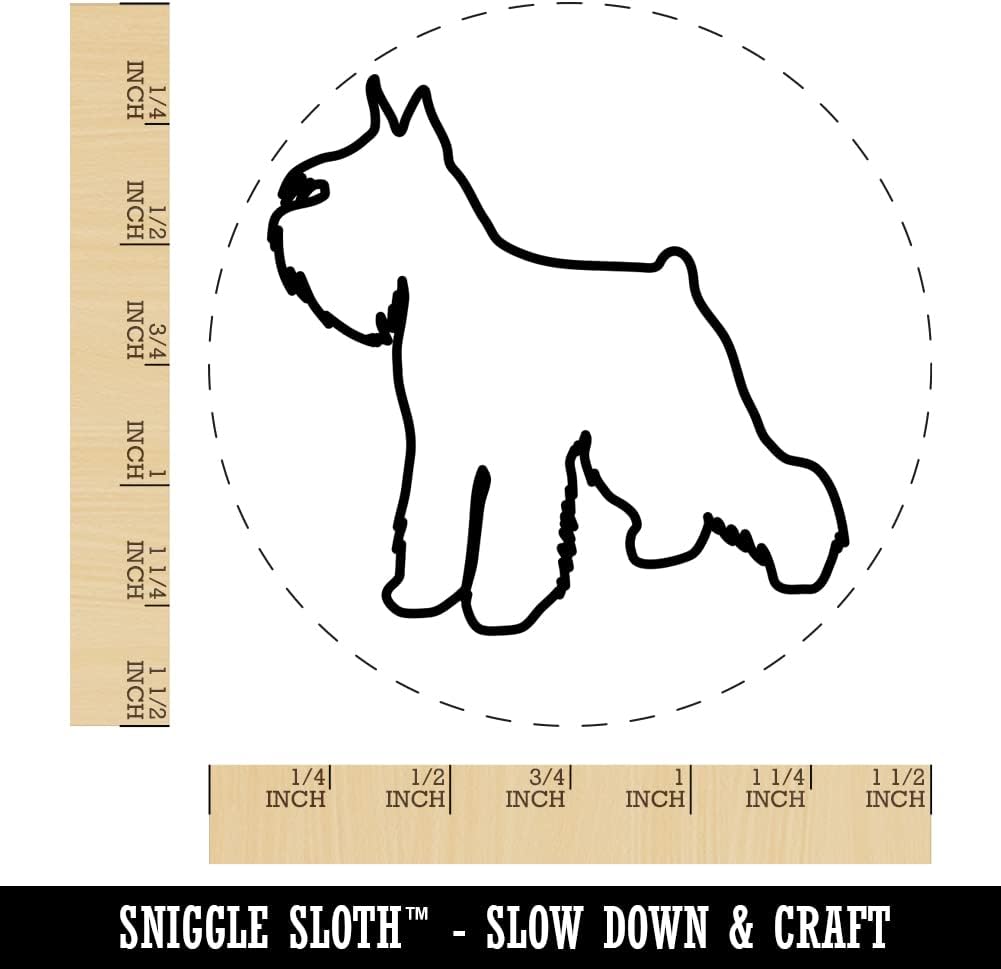 Miniature Schnauzer Dog Outline Self-Inking Rubber Stamp Ink Stamper for Stamping Crafting Planners - 1-1/2 Inch Large - Blue Ink