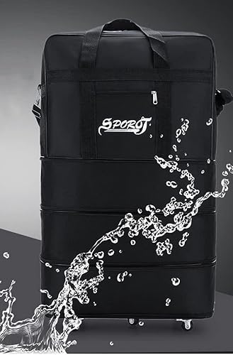 Miniatura 6 de Bolsa de viaje Oxford expandible extra grande con ruedas, impermeable, ligera, plegable, maleta, Negro -, Equipaje extensible central rígido