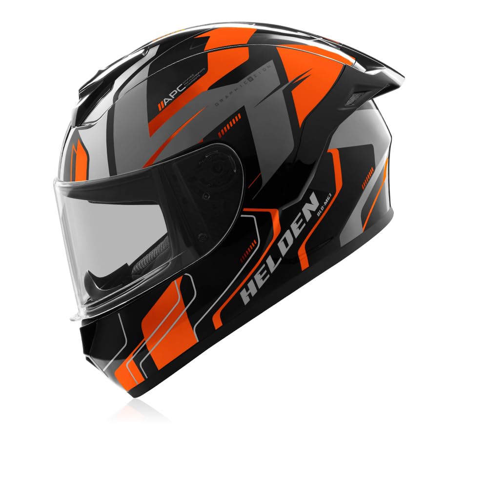 Reise Helden Full Face Riding Helmet | ISI/DOT/ECE Certified | European Design | Bluetooth Ready | Orange / Black Gloss-picture-33