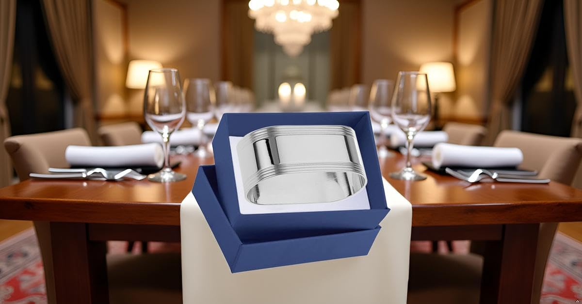 Serviettenring | Silber Plated versilbert | 5,5x2,5 cm | Edles Tafelsilber | Für Stoffservietten | Für Hochzeit & Feiern