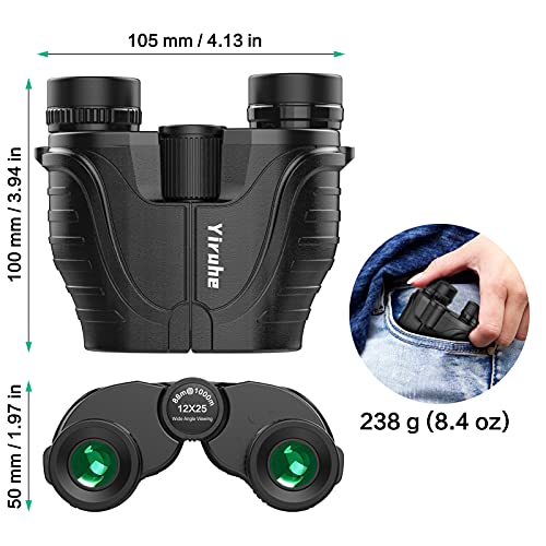 Yiruhe kompakt Fernglas, 12 x 25 Fernglas für Erwachsene und Kinder, einfach zu fokussieren, HD-Binokular für… – Bild 4