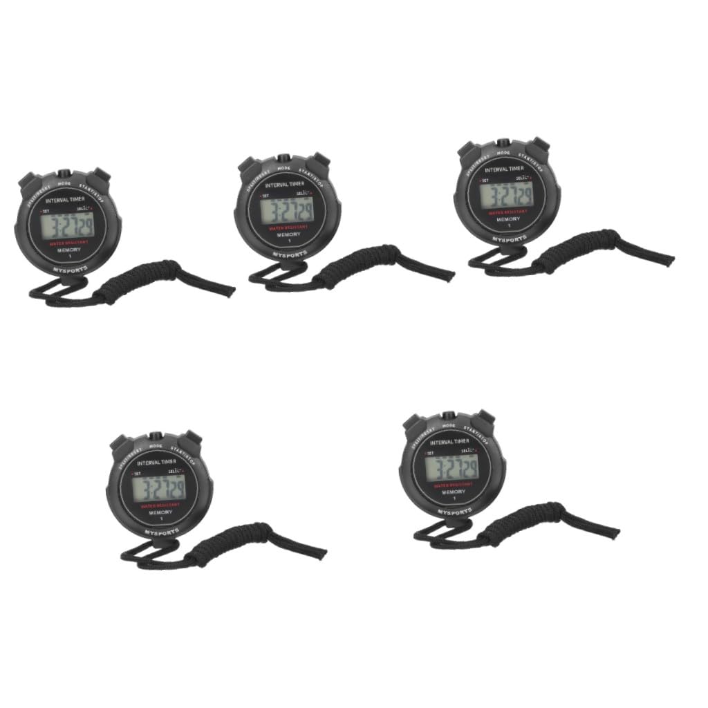 5 Pezzi Cronometro Elettronico per Sportivi Timer LCD Professionale per Corsa e Allenamento con Inclusa