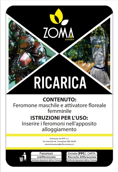 Ricarica Feromoni popilia japonica per trappola Zoma Garden effetto duraturo di 4/6 settimane - Feromoni per Trappola popillia japonica Facili da sostituire.