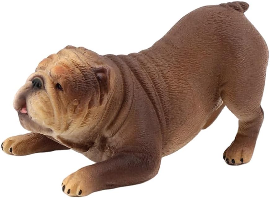 Amosfun Bulldog Figurine 4.21 Inch Realistic Dog Model Ornament Lightweight Durable Miniature Animal Figurine for Home Decor Kids Toys and Collectibles