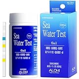 【ALOHI】海水 水槽 水質検査キット 6in1 ｜海水魚・サンゴごとに推奨させる水質検査ができる唯一の水質試験紙｜pH・硬度・総アルカリ度・硝酸塩・亜硝酸塩・塩素を1本で水質チェック｜海水水槽 アクアリウム 水質測定 (100本)
