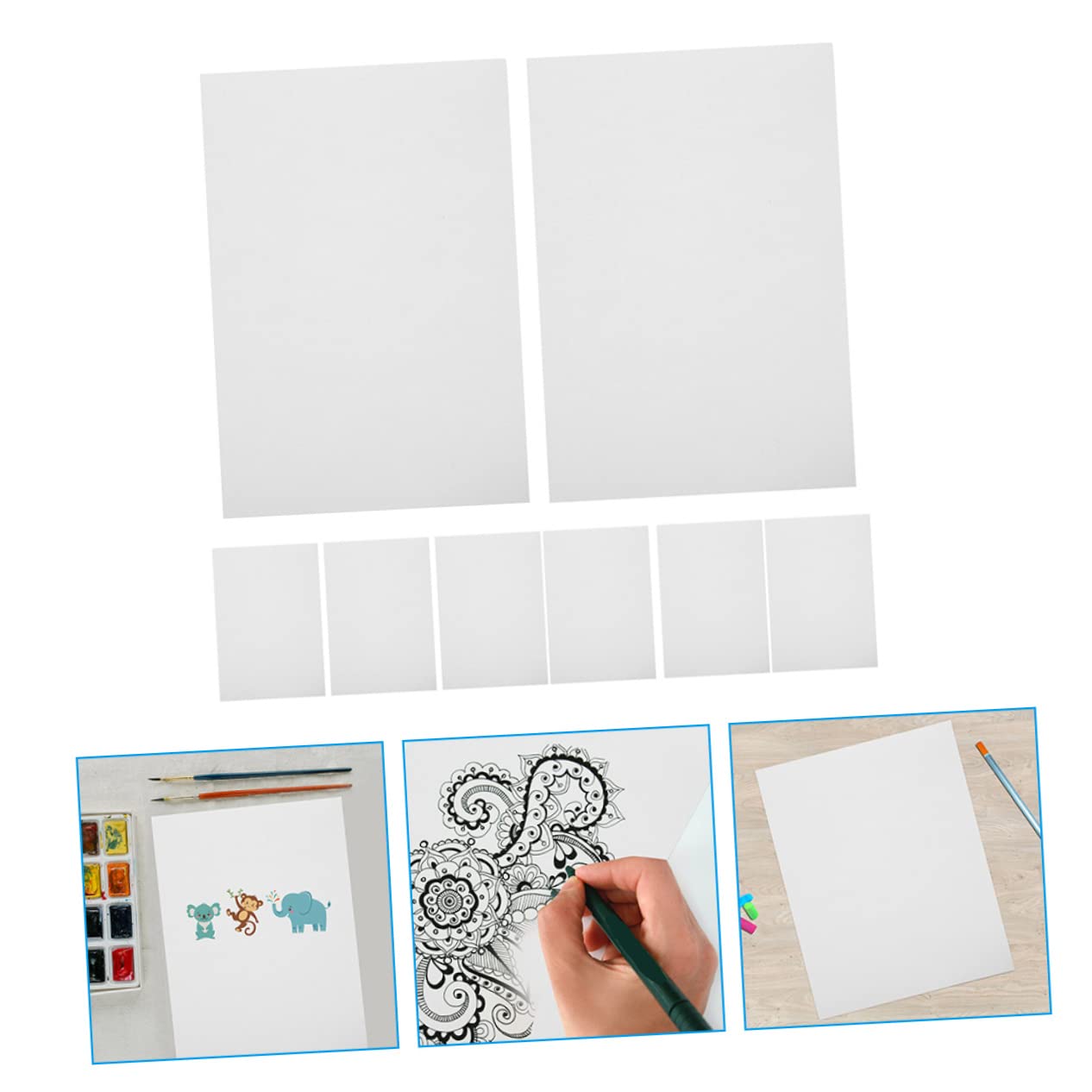 HOODANCOS Papier pour Usage L’aquarelle Aquarelle et Épais à Dessin Peinture Blanc 100 Feuilles, Papier D’art Maison pour Garçon et Filles