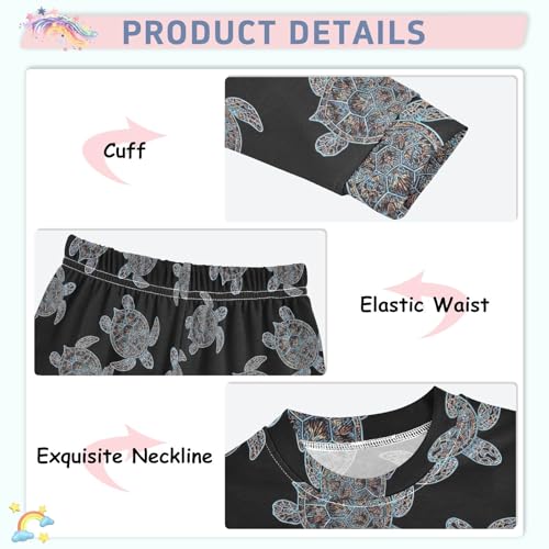 ODAWA Matching Fall Pajamas Sea Turtles Boho Long Sleeve Pajama Sets 18M4