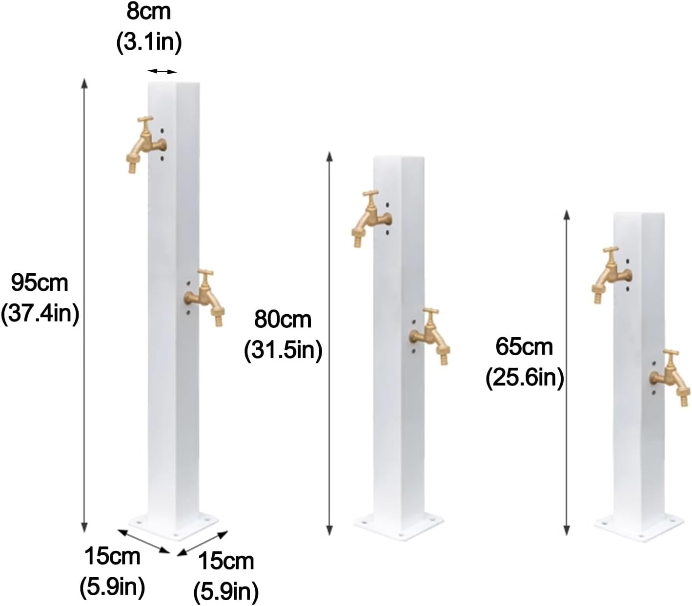 Outdoor Water Column Garden Water Tap, Antifreeze Water Feature Fountain Water Dispenser Hydrant with Double Faucet for Patio/Backyard(Large)