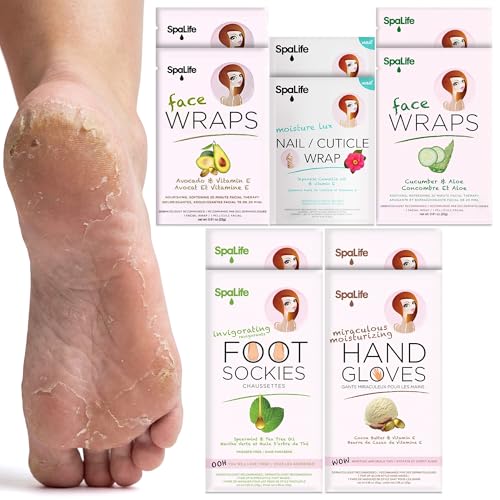 SpaLife 10 Piece Korean Face Mask & Moisturizing Hand Gloves Set | Foot Mask Socks for Dry Cracked...