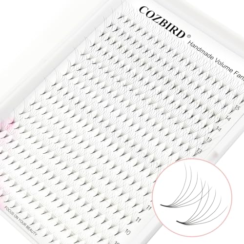 COZBIRD Kant-en-klare wimperextensions, 5D, volume, 320 stuks, kant-en-klare kant, basis, smalle steel (5D-dikte 0,07 mm, C-krul, mix 8-15 mm)