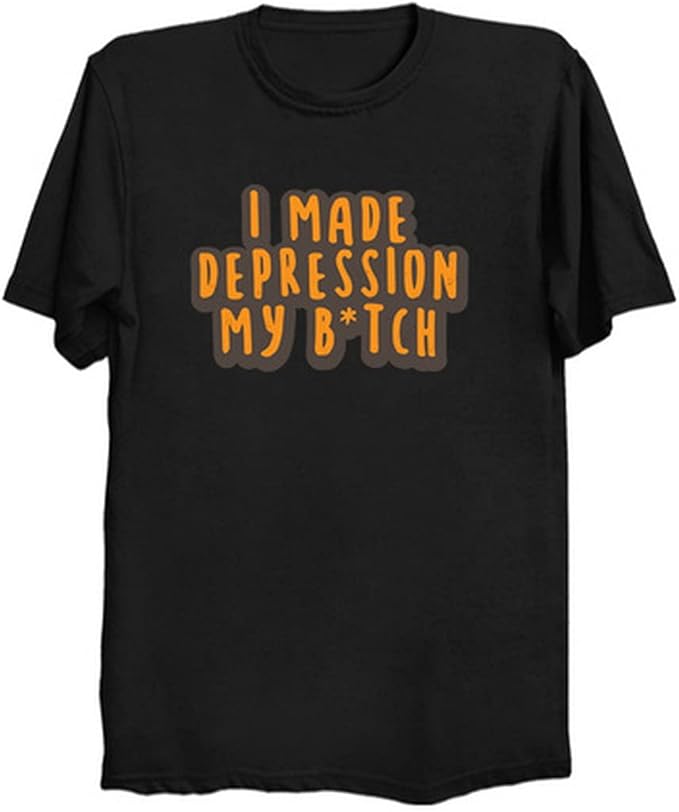 XUANYI I Beat Depression T Shirt Black Amazon.co.uk Fashion