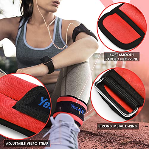 Yes4All Wrist & Ankle Weights With Adjustable Strap, Pair From 2 To 10Lbs, For Jogging, Gymnastics, Aerobics (5Lb X2, Red) #TOP2