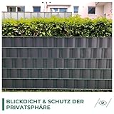 Sichtschutzstreifen Zaun 35 m x 19 cm inkl.20 Clips, Sichtschutz Zaunfolie PVC Sichtschutzstreifen Doppelstabmatten für Gartenzaun, Balkon/Diverse Farben
