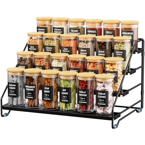 Gucass Étagère à Épices à 4 Étages, Réglable Porte-Épices en Métal, Support à Épices pour Cuisine Etagère de Stockage d'Épices avec 4 Crochets, Rangement d'Épices pour Cuisine, Salle à manger, Bureau Gucass Étagère à Épices à 4 Étages, Réglable Porte-Épices en Métal, Support à Épices pour Cuisine Etagère de Stockage d'Épices avec 4 Crochets, Rangement d'Épices pour Cuisine, Salle à manger, Bureau