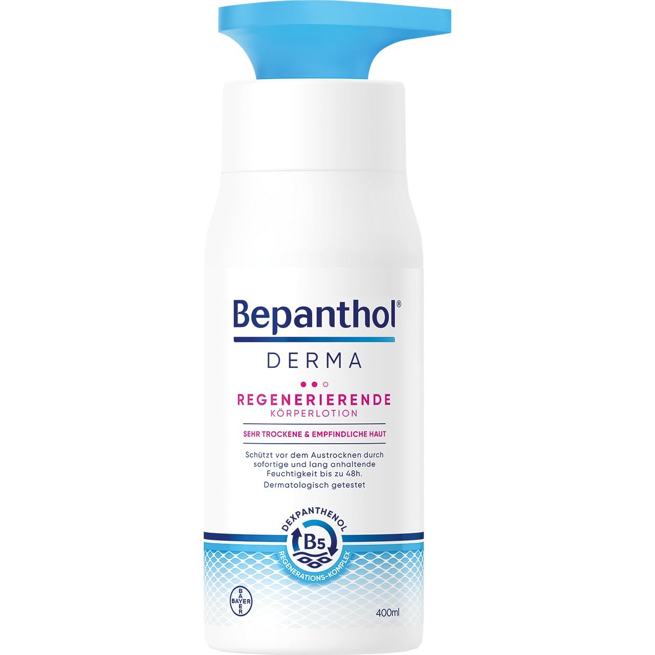 Bepanthol DERMA Regenerierende Körperlotion| Körperpflege für empfindliche und sehr trockene Haut, dermatologisch getestete Feuchtigkeitscreme mit Dexpanthenol | 400ml Pumpspender