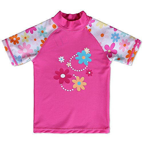 Image of Girls Two Piece Swimsuit Floral UPF 50+ Rash Guard Set Kids Beach Swimwear