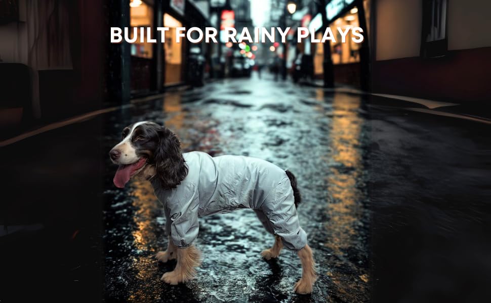 Vilichi Dog Raincoat, Waterproof Coat, Light Weight & Weather Resistant Shell, Full Coverage Rain Jacket with Legs, Including Storage Bag, for Medium Breed (Large)