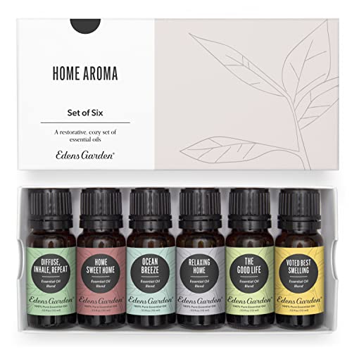 Edens Garden Essential Oils Home Aroma 6 Set – 100% Pure Therapeutic Grade, Natural & Fragrance Oil Free Aromatherapy Scents - Oil for Candle Making, Diffusers & Home Relaxation, 10 ml/ 6 Pack