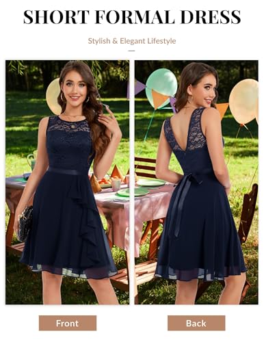 Image of BeryLove Womens Boat Neck A Line Sleeveless Lace Formal Homecoming Dress