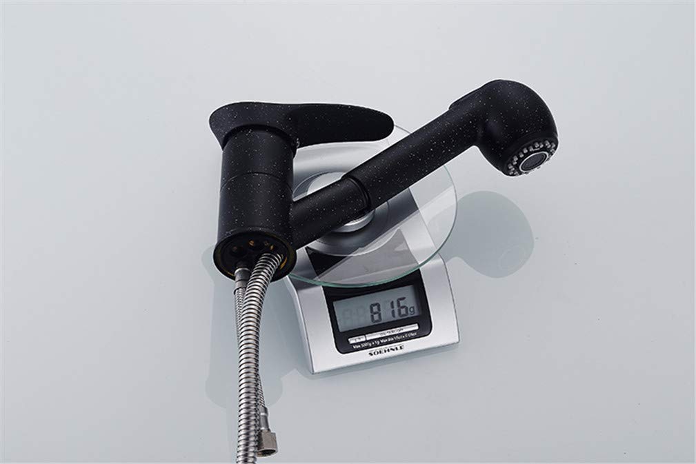 Grifos de Cocina Grifo de Cocina extraíble Giratorio de 360 Grados Grifo de Ahorro de Agua Grifo Mezclador de grúa de Lavabo Negro Pulido Grifo de latón de una Sola manija Montado