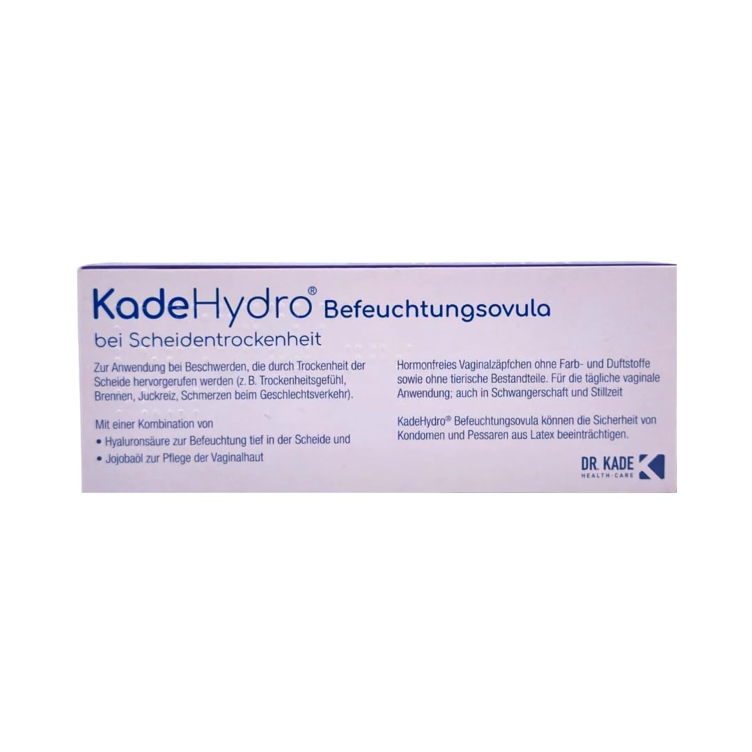 KadeHydro Befeuchtungsovula 3x 14 Ovula I Hyaluronsäure & Jojobaöl I zur Pflege bei Scheidentrockenheit I Sanfte Intimpflege I Vegan & ohne Duft- und Farbstoffe I Spar-Set plus Pharma Perle give-away