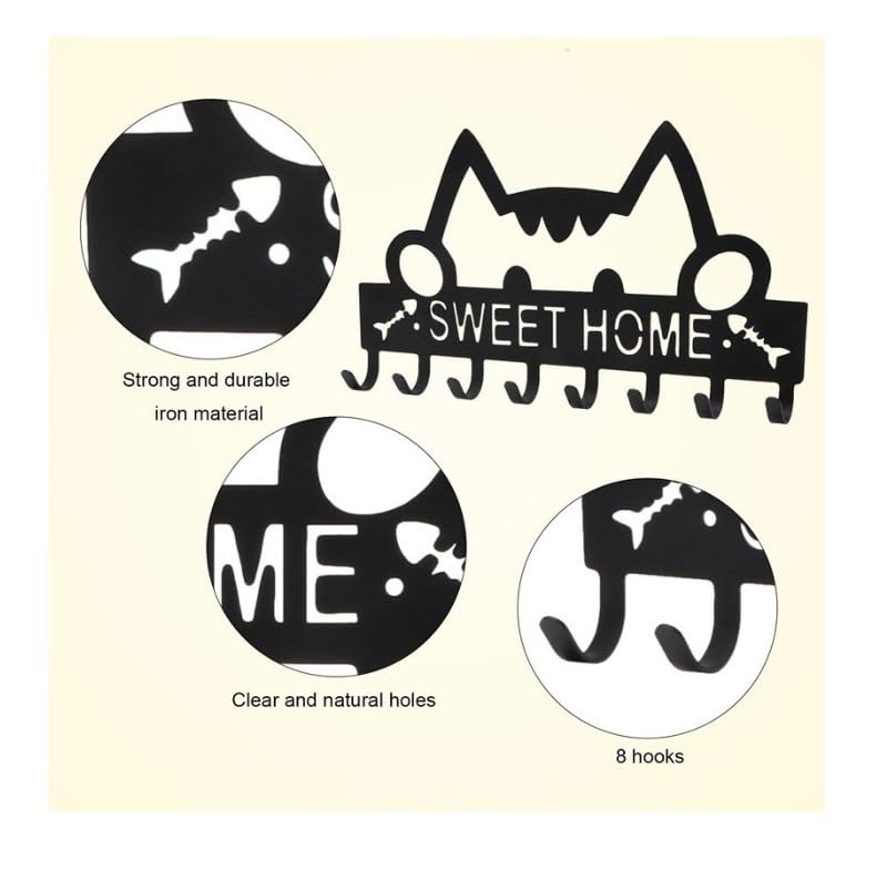 Gancho Para Llaves Con Forma De Gato - Colgador De Pared Decorativo, 3 Gatos Juguetones