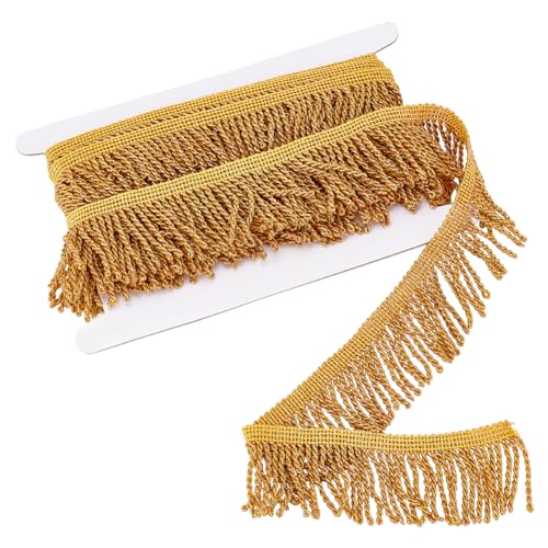 PH PandaHall 4.6m Garniture à Franges à Pampilles Garniture à Franges en Lingots en Tissu Doré 49mm Garnitures de Couture pour L'Artisanat de Canapé de...