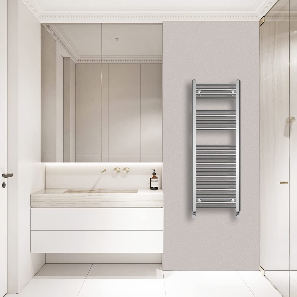 Warmehaus (1200X450mm) Straight Heated Towel Rail Central Heating For Bathroom Kitchen Radiator Ladder Chrome