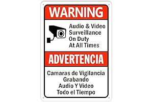 Warning Audio Video Surveillance On Duty - Bilingual P731 Outdoor Yard Sign...