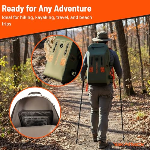 Mochila impermeable YakAttack 28L DryPak - Verde/Naranja - 10" x 22" x 12" miniatura 7