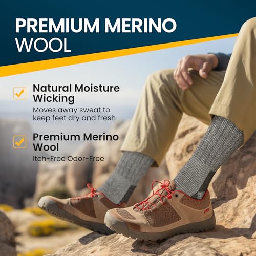Image of Alvada Mens Merino Wool Crew Socks Thermal and Warm Socks for Winter Work Hiking Running 3 Pairs