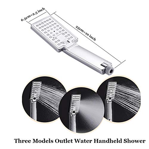 Columna de ducha LED de lujo con efecto cascada, panel de ducha multifuncional con 4 boquillas y pantalla digital miniatura 6