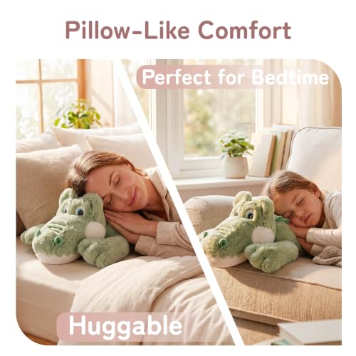 Image of Niuniu Daddy Weighted Stuffed Animal, 20 in 3.3 lb Crocodile Calming Plush | Heavy sensory lap pad, lying body pillow for sleeping, machine wash, huggable plushies, soothing gift for kids and adults