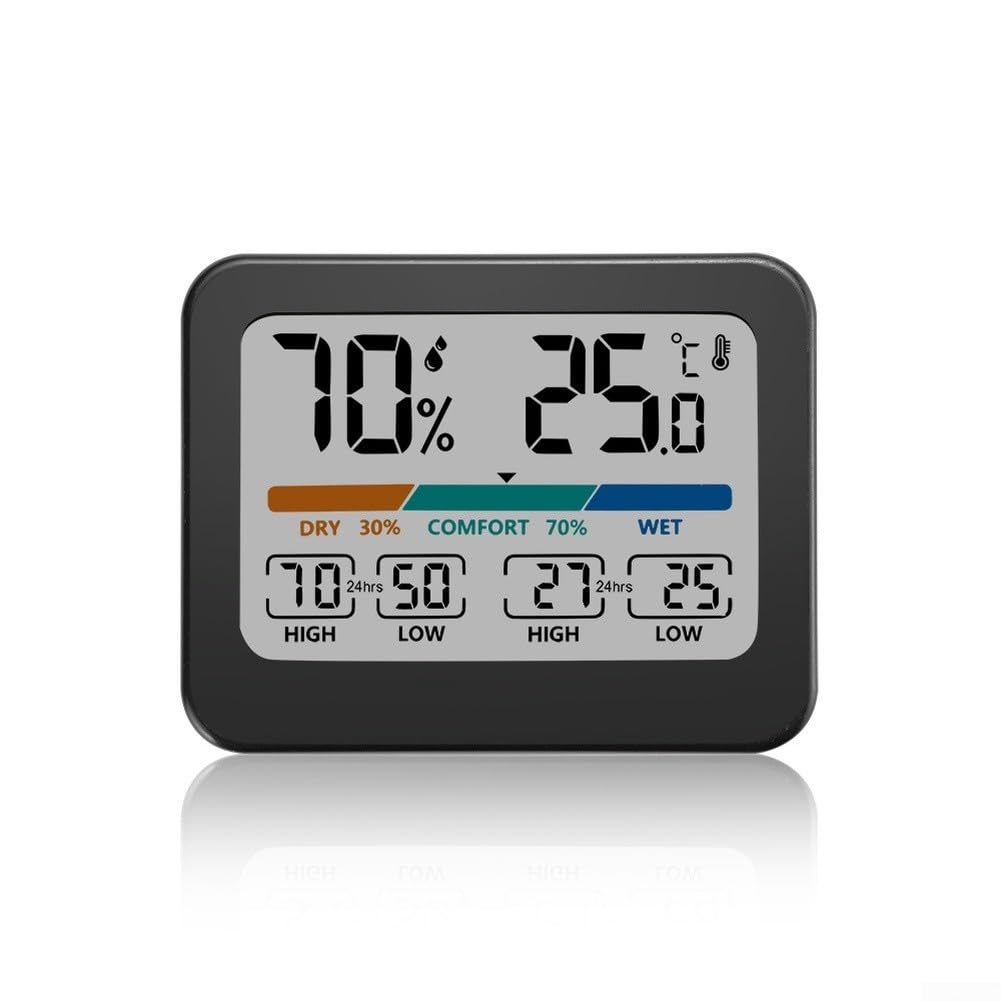 Qualoramall Digital Thermometer Hygrometer with Large Color Screen High Low Temperature Records for Home Office Greenhouse Baby Room Fahrenheit
