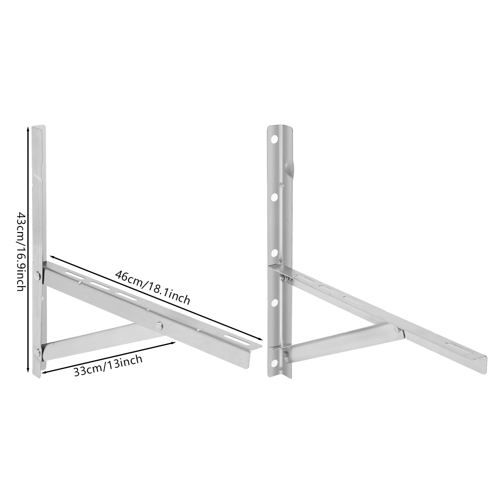 Soporte de pared para aire acondicionado, unidad exterior de hasta 200 kg, juego universal de dos brazos, soporte de pared de acero, soporte de pared para aire acondicionado, unidad exterior
