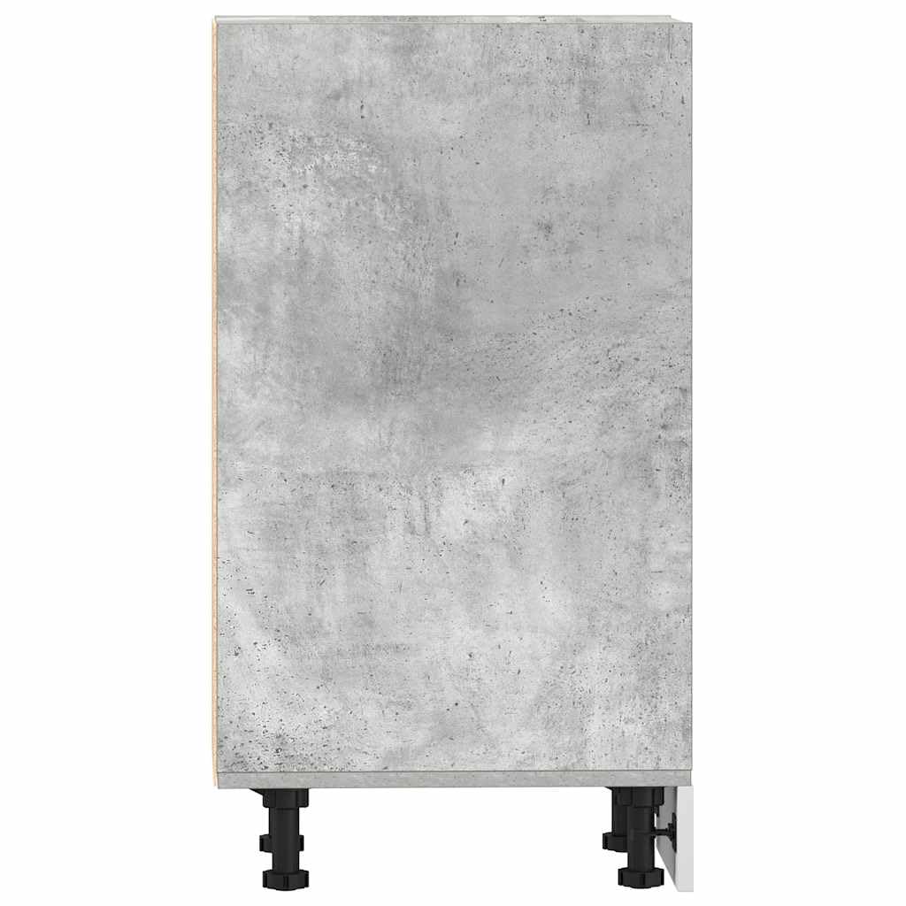 Riga Meuble bas Gris béton 20 x 44,5 x 81,5 cm Meuble de cuisine en bois d'ingénierie pour restaurant, hôtel, 1 armoire inférieure (4 étagères) 20 cm