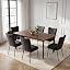 1 Walnut Table + 6 Velvet Chair|black