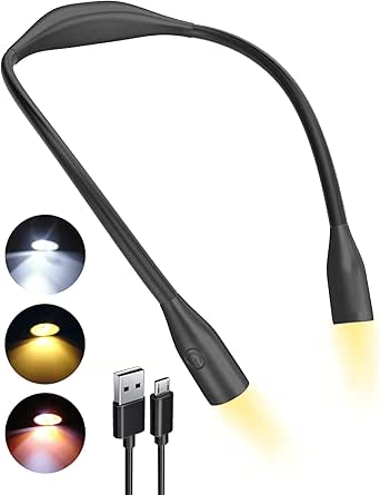 Glocusent Lampe Livre 10 LED, Lampe De Lecture Au Lit, Liseuse Lampe Rechargeable, 3 Couleurs & 3 Intensités, Autonomie 80h, Idéale Pour Amoureux Livres, Gadget Insolite Utile