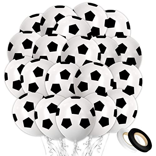 24 Balón De Fútbol Globos, Globos De Cumpleaños 12 Pulgadas Para Fiestas Temáticas Deportivas De Cumpleaños Para Niños,helio Para Globos, Globos Con Estampado De Fútbol En Blanco Y Negro