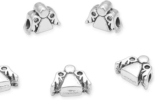 20 cuentas sueltas religiosas con agujero grande de ángel alado (agujero de 0.177 in) espaciador de metal plateado antiguo para manualidades de