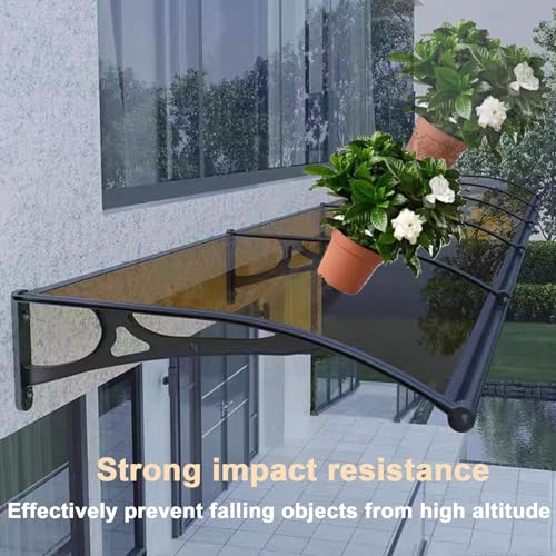 Auvent polycarbonate solide contre pluie et UV, marquise 60x140 cm anti-jaunissement - 4