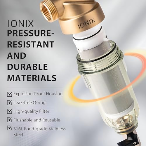 Image of IONIX Spin Down Sediment Water Filter for Overhead Tank & Main Line - 40 Micron Washable Cartridge, Removes Mud, Sand & Rust - Pre Filter for Apartments, Flats & Villas