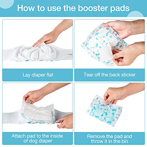Pet Soft Dog Diaper Liners - Disposable Dog Diaper Booster Pads For Male & Female Dogs Fit Most Dog Wraps And Belly Bands Up-Graded (Blue, M-100Ct) #TOP3