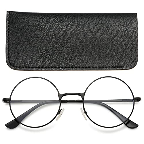 MAGIMODAC Vintage Retro Reading Glasses Metal Anti Blue Light Blocking Round Readers Eyeglasses Eyewear for Ladies Women Men 1.0/1.5/2.0/2.5/3.0/3.5/4.0 (Black - Image 2